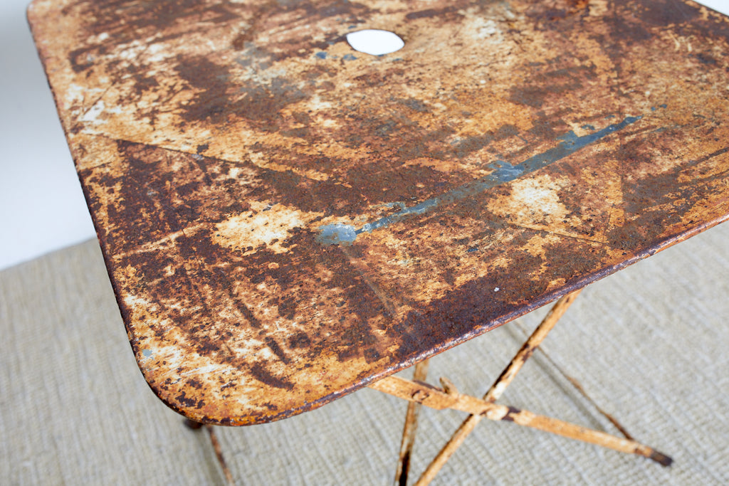 French Industrial Iron Folding Bistro Garden Table
