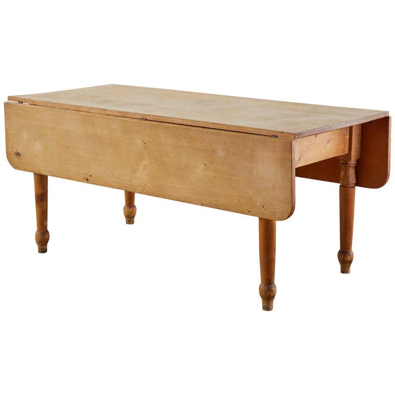 19th Century Country English Drop-Leaf Pine Farmhouse Dining Table