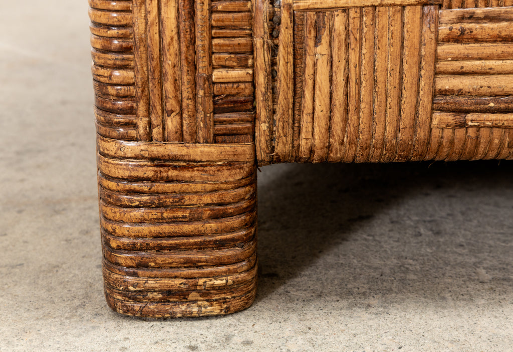 Billy Baldwin Style Two Part Cane Basketweave Parsons Sofa Settee