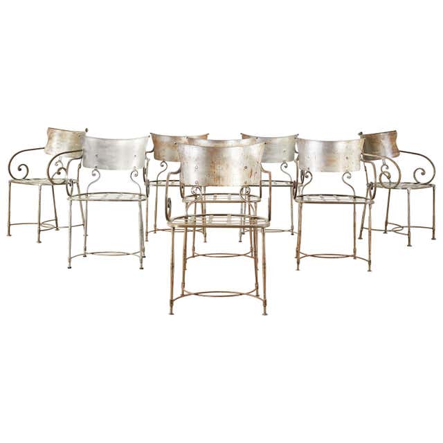 Set of Eight Metal Garden Dining Armchairs by Arhaus