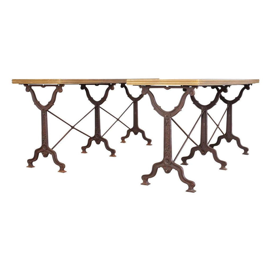 Pair of French Art Nouveau Style Triple Pedestal Bistro Tables