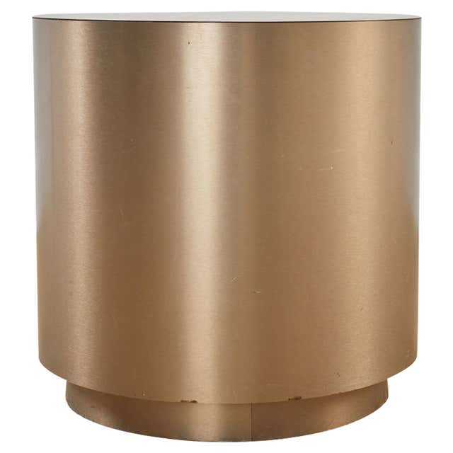 Round Bronzed Steel Veneer Revolving Display Table Stand