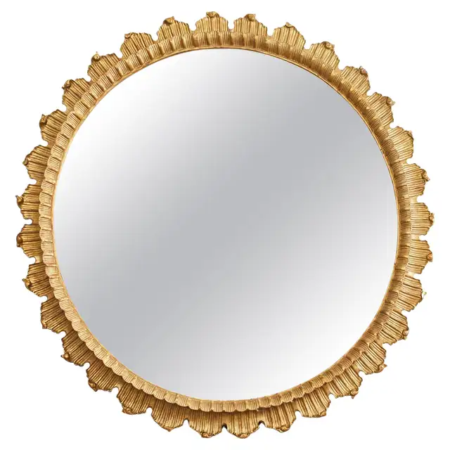Monumental Italian Neoclassical Style Gilt Sunburst Mirror