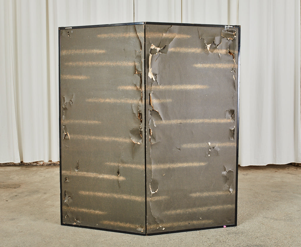 Japanese Showa Two Panel Screen Blossoming Prunus Tree