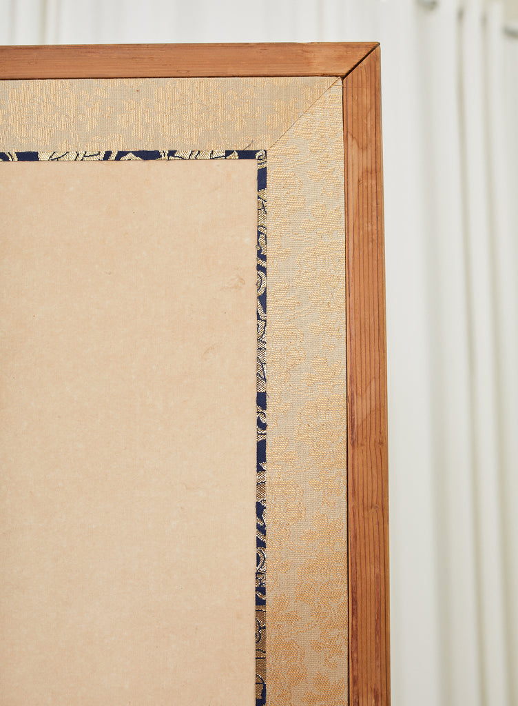 Japanese Taisho Two Panel Screen Heian Period Flute Player