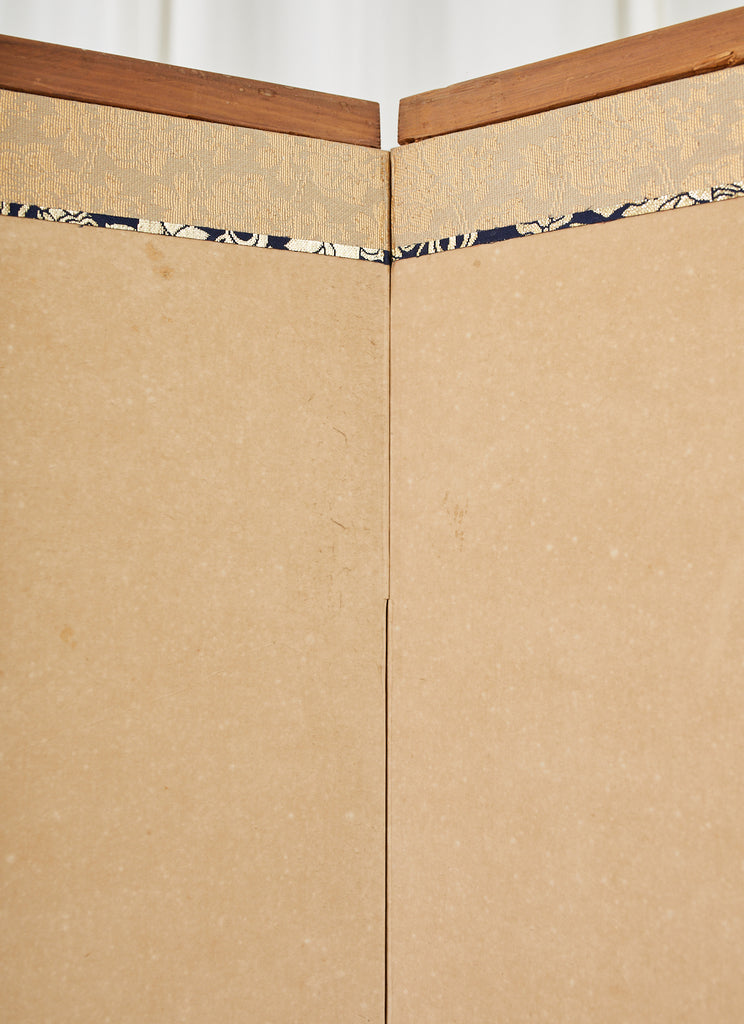 Japanese Taisho Two Panel Screen Heian Period Flute Player