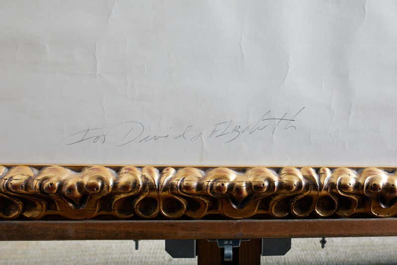 Large Framed Drawing of a Baby Rhino Head