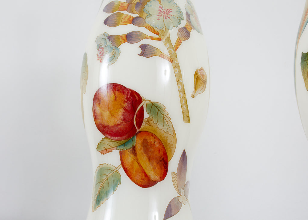 Pair of English Decalcomania Regency Style Table Lamps