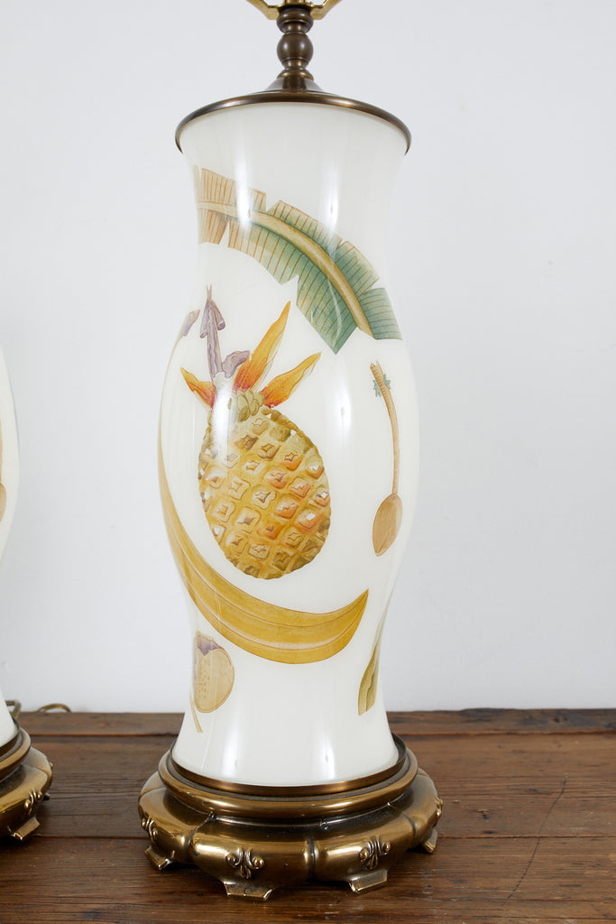 Pair of English Decalcomania Regency Style Table Lamps