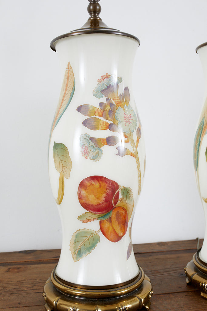 Pair of English Decalcomania Regency Style Table Lamps