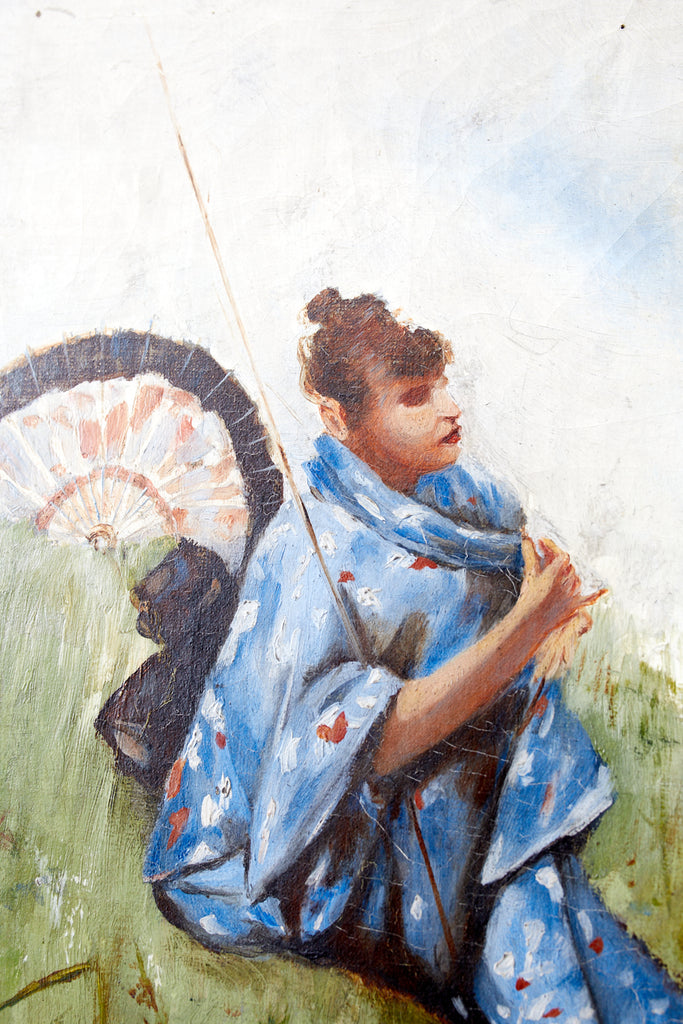 Set of Three French Chinoiserie Framed Canvas Paintings