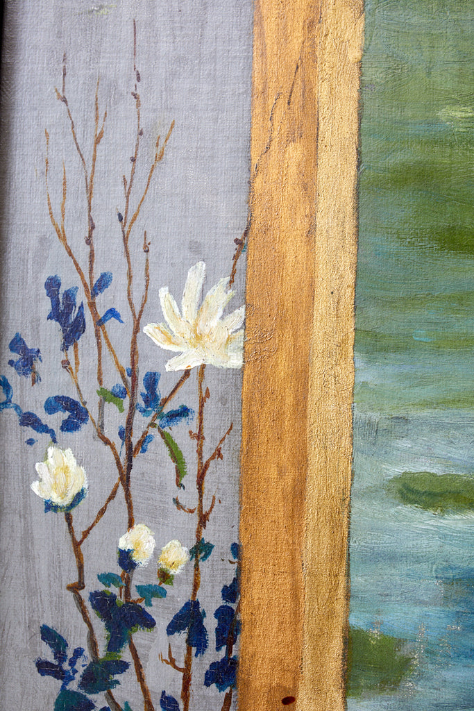 Set of Three French Chinoiserie Framed Canvas Paintings