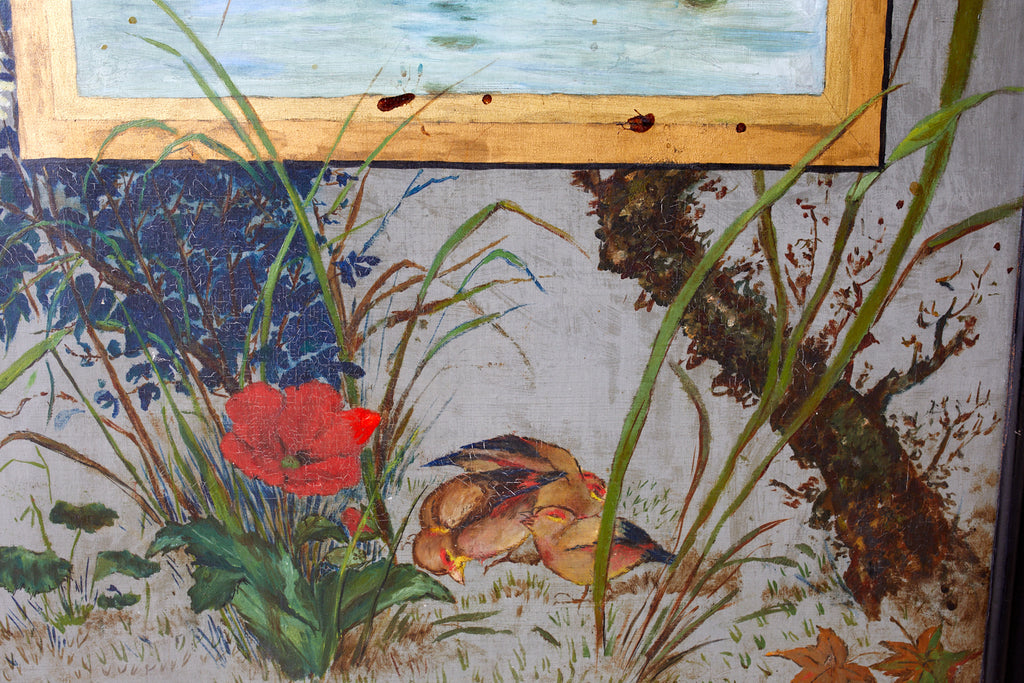 Set of Three French Chinoiserie Framed Canvas Paintings