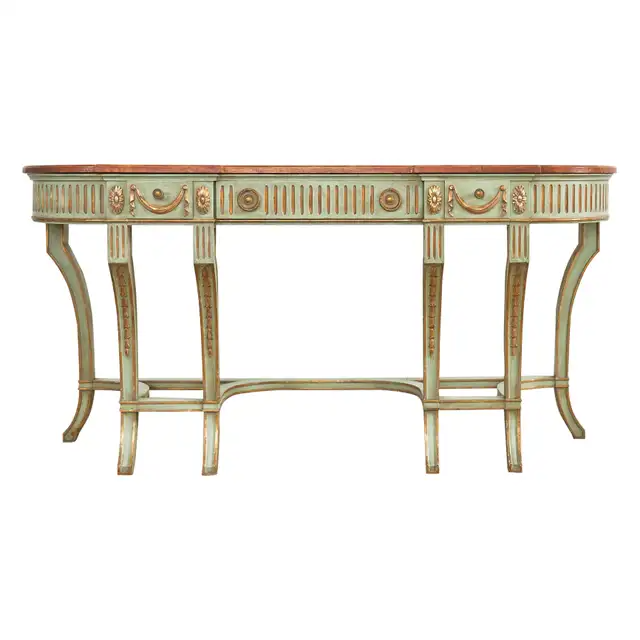 French Neoclassical Style Faux Marble Console by Ira Yeager