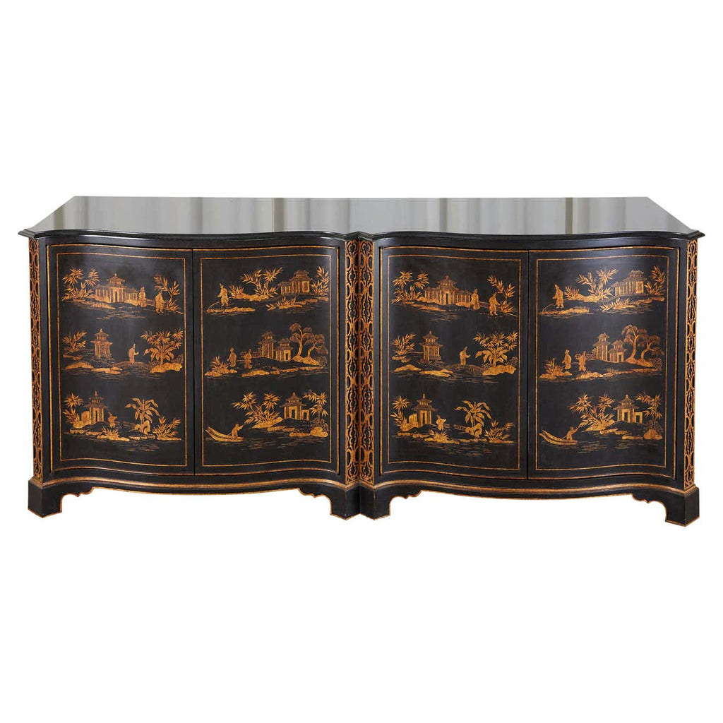 Nancy Corzine Chinoiserie Marble Top Sideboard Chest