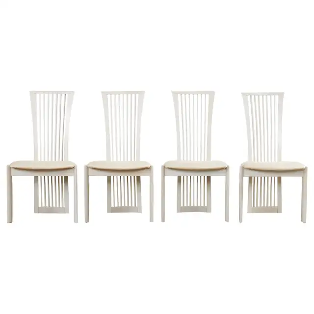 Set of Four Pietro Costantini Post Modern Oyster Lacquered Dining Chairs