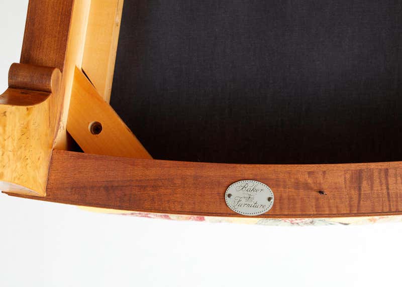 Set of Twelve Baker Regency Style Burl Wood Klismos Armchairs