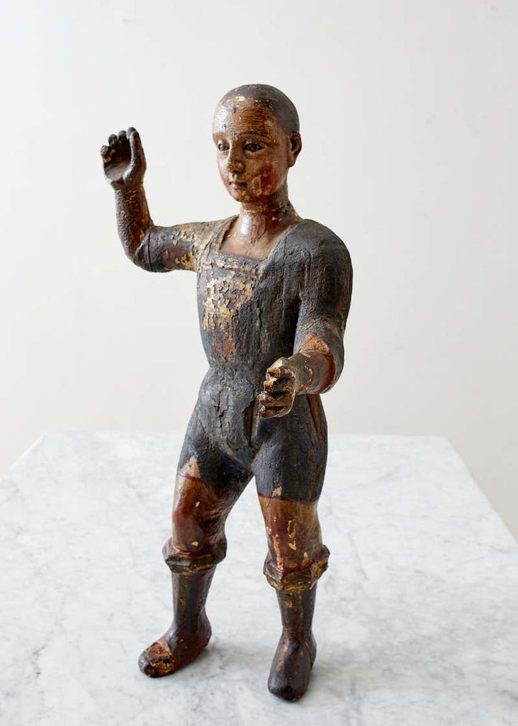 18th Century Italian Carved Santo Boy Sculpture Icon