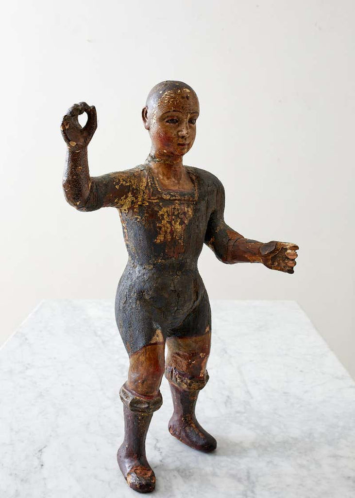 18th Century Italian Carved Santo Boy Sculpture Icon