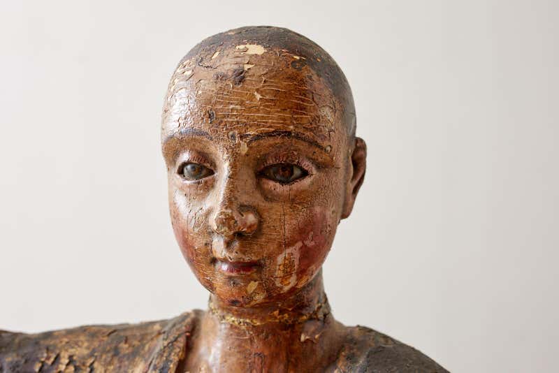 18th Century Italian Carved Santo Boy Sculpture Icon