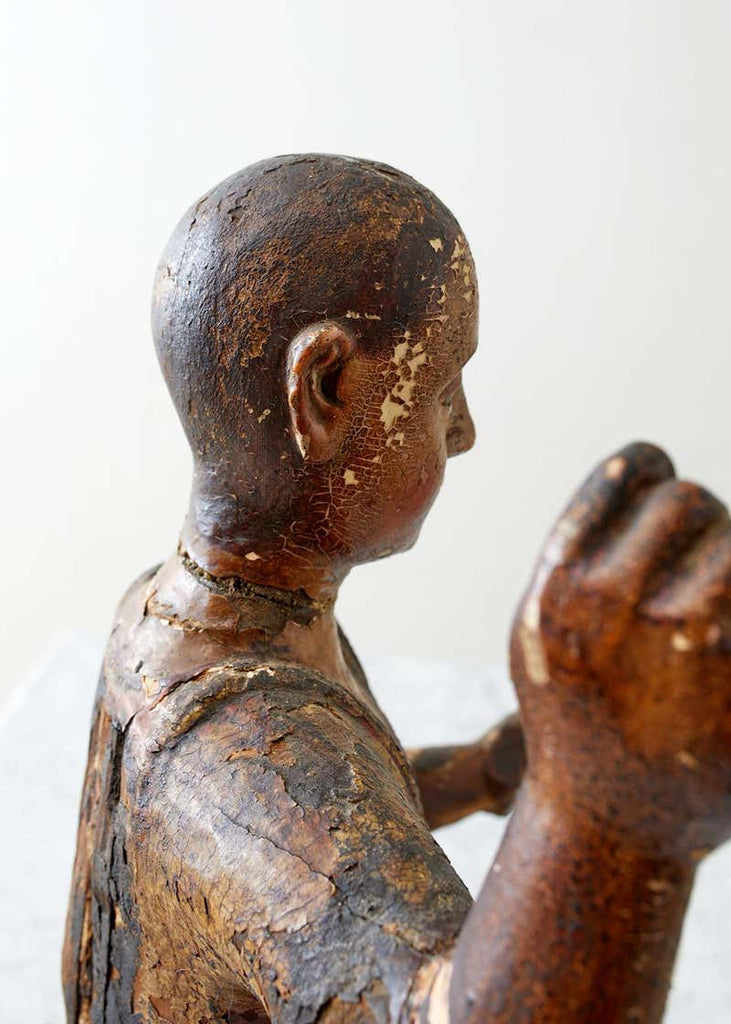 18th Century Italian Carved Santo Boy Sculpture Icon