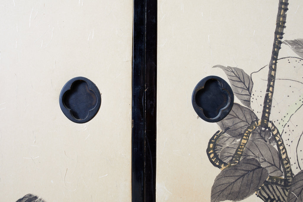 Set of Four Japanese Fusuma Painted Door Panels