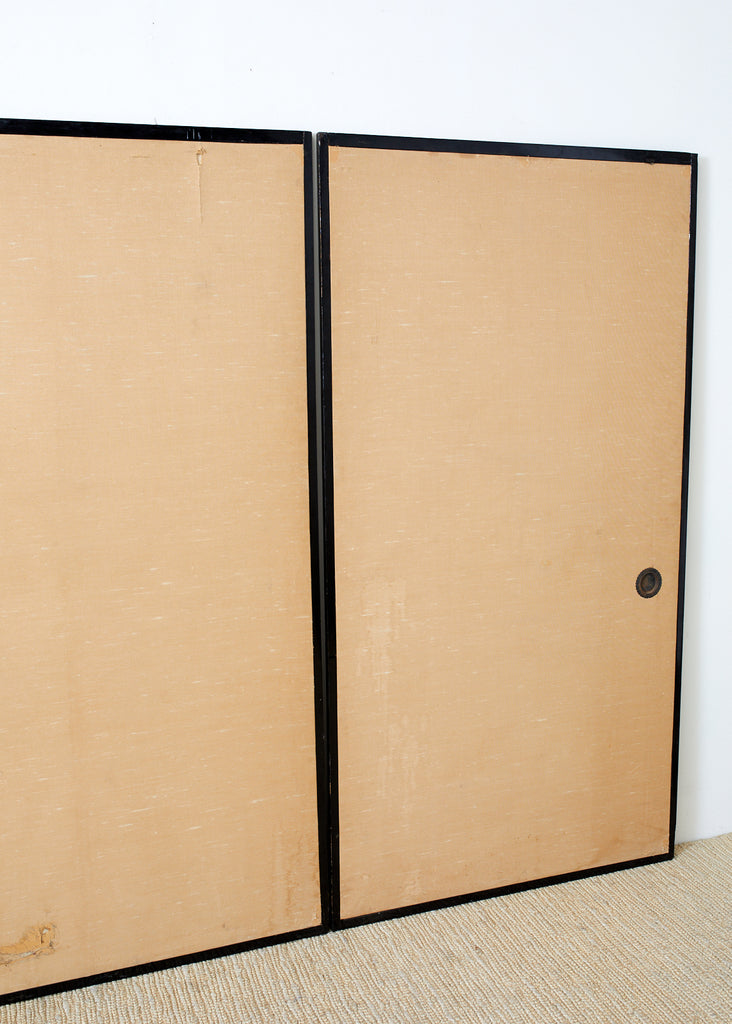 Set of Four Japanese Fusuma Painted Door Panels