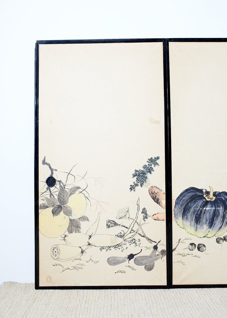 Set of Four Japanese Fusuma Painted Door Panels