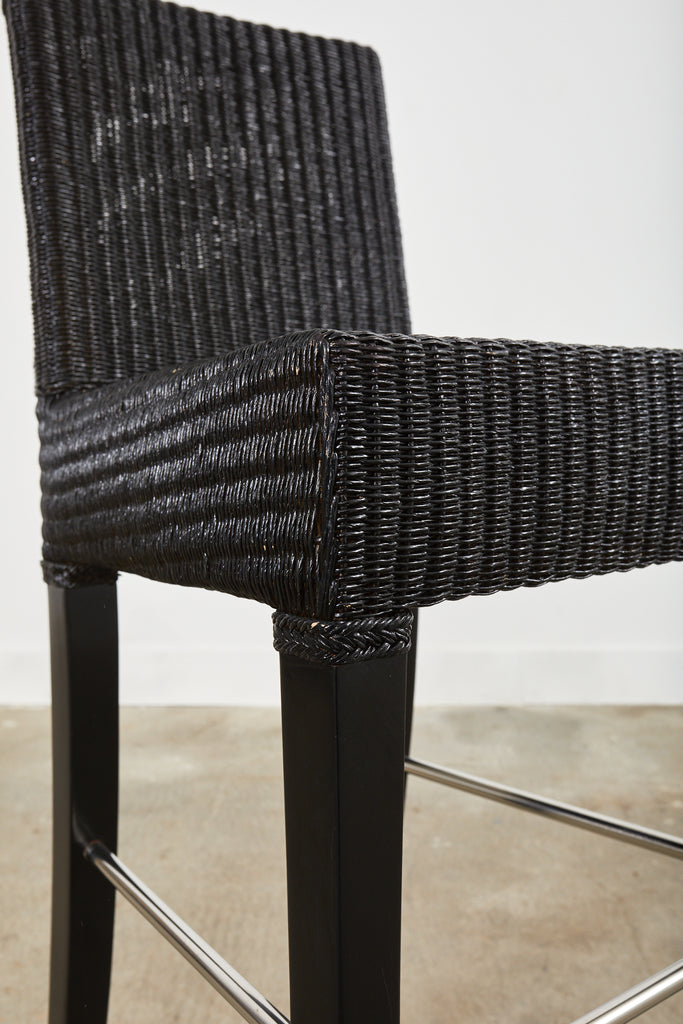 Set of Four Janus Et Cie Edward Lloyd Loom Woven Bartstools