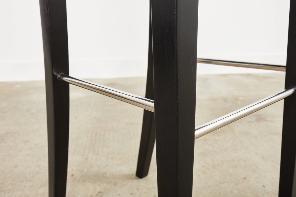 Set of Four Janus Et Cie Edward Lloyd Loom Woven Bartstools