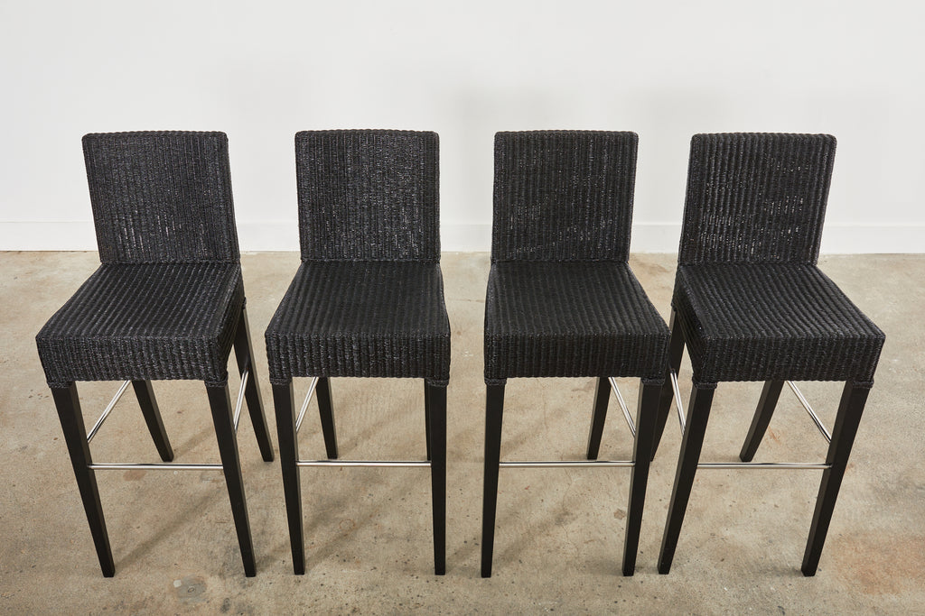 Set of Four Janus Et Cie Edward Lloyd Loom Woven Bartstools