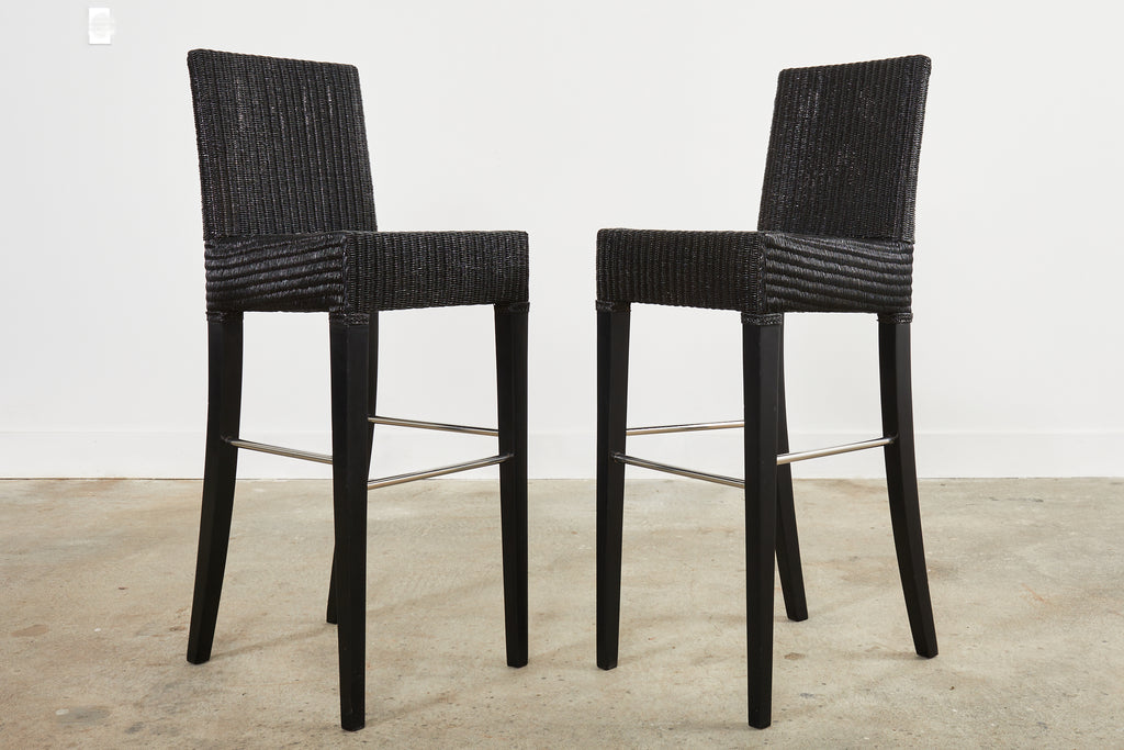 Set of Four Janus Et Cie Edward Lloyd Loom Woven Bartstools