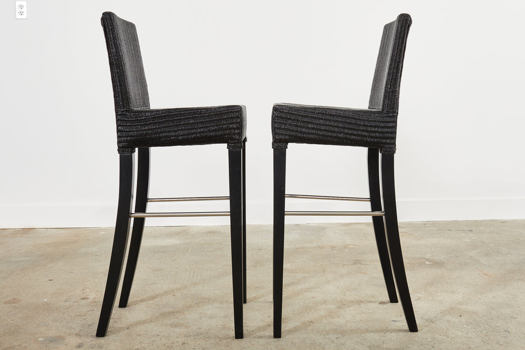 Set of Four Janus Et Cie Edward Lloyd Loom Woven Bartstools