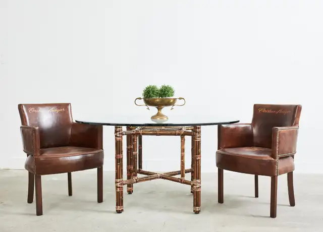 McGuire Organic Modern Bamboo Rattan Round Dining Table