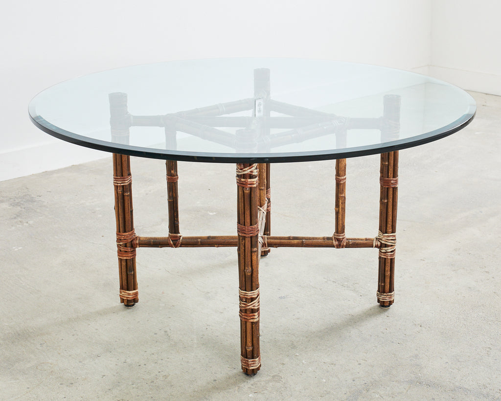 McGuire Organic Modern Bamboo Rattan Round Dining Table