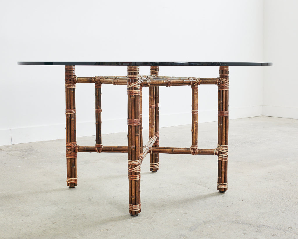 McGuire Organic Modern Bamboo Rattan Round Dining Table