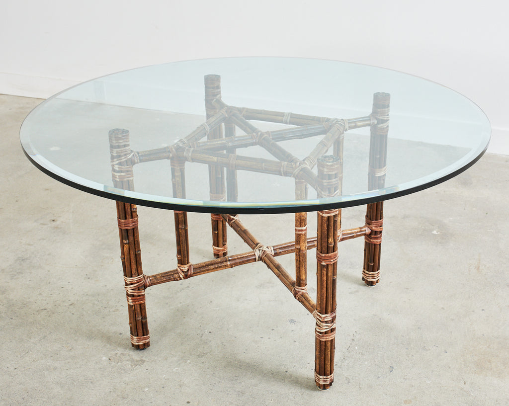 McGuire Organic Modern Bamboo Rattan Round Dining Table