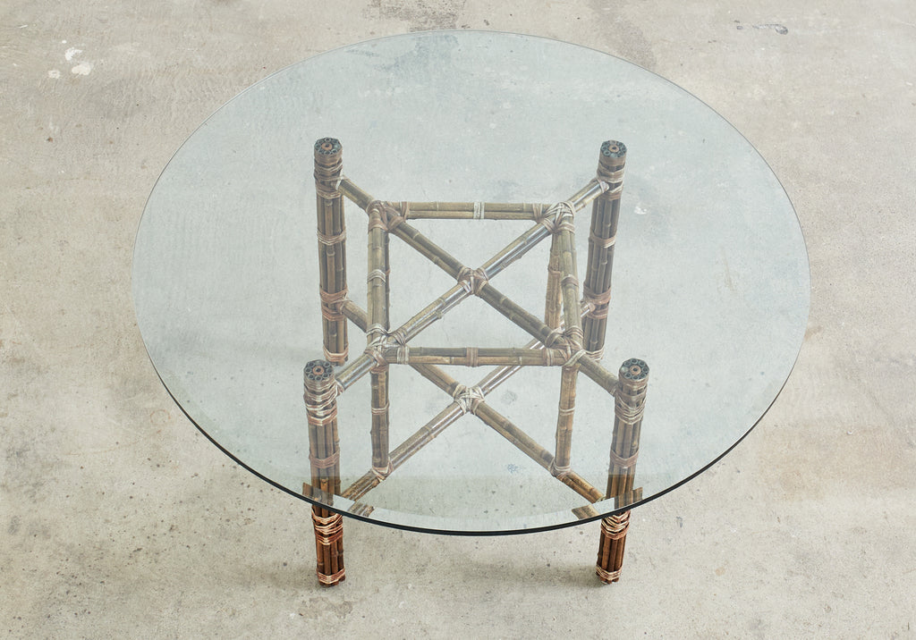 McGuire Organic Modern Bamboo Rattan Round Dining Table