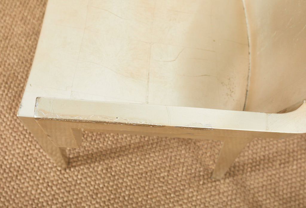 Set of Six Karl Springer JMF Silver Leaf Dining Chairs