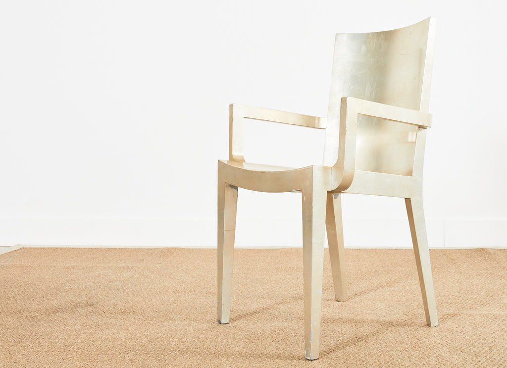 Set of Six Karl Springer JMF Silver Leaf Dining Chairs