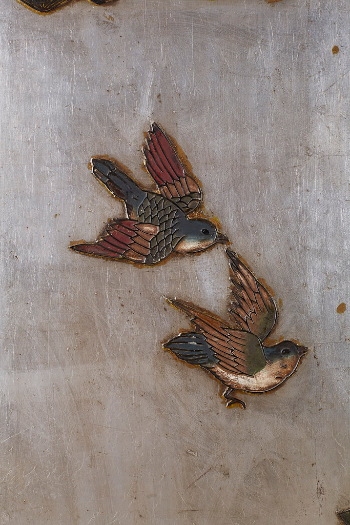 Chinese Export Six-Panel Silver Leaf Coromandel Screen