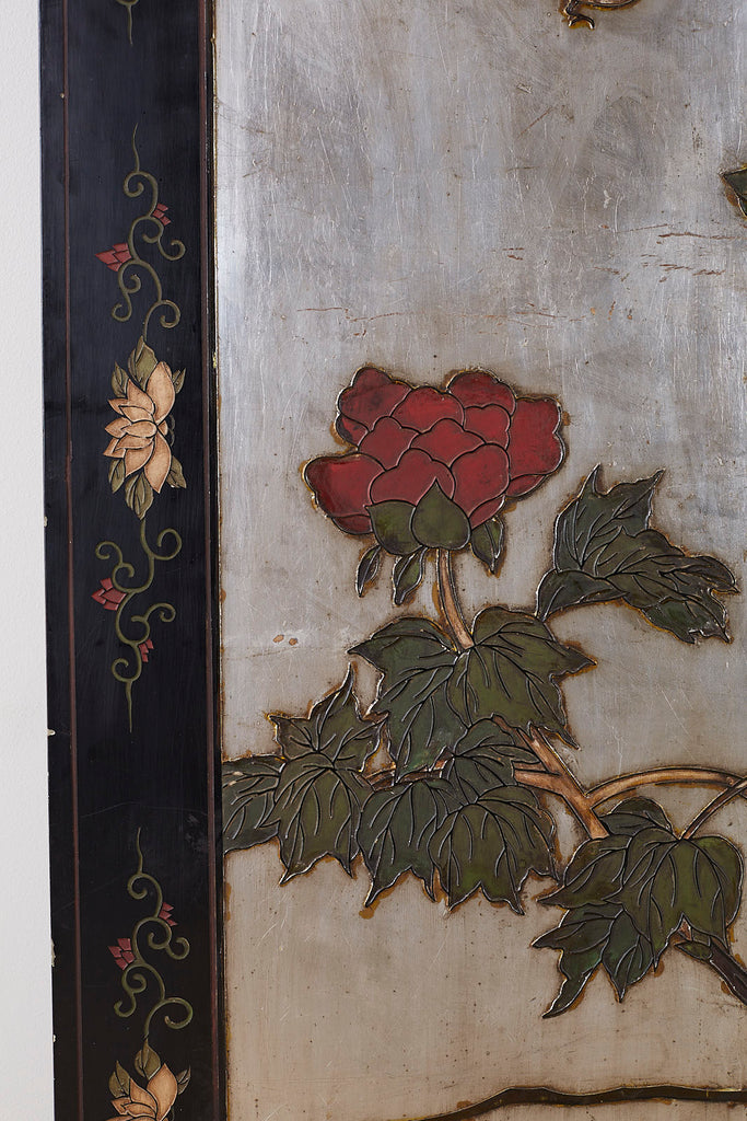 Chinese Export Six-Panel Silver Leaf Coromandel Screen