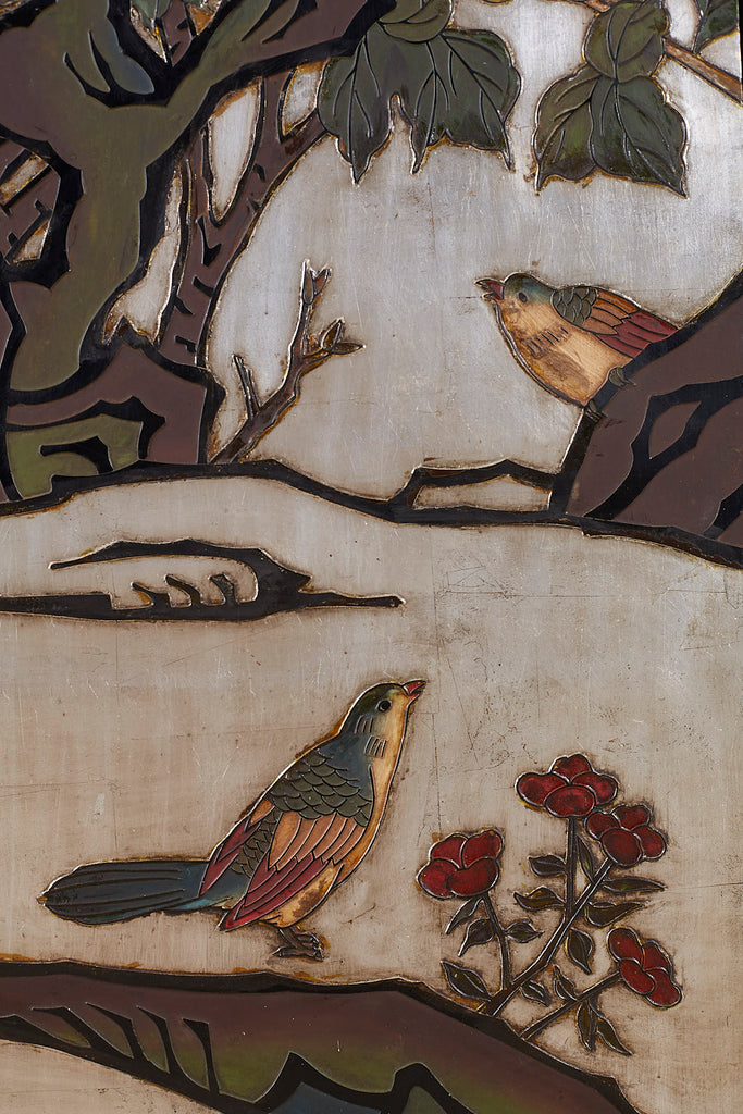 Chinese Export Six-Panel Silver Leaf Coromandel Screen
