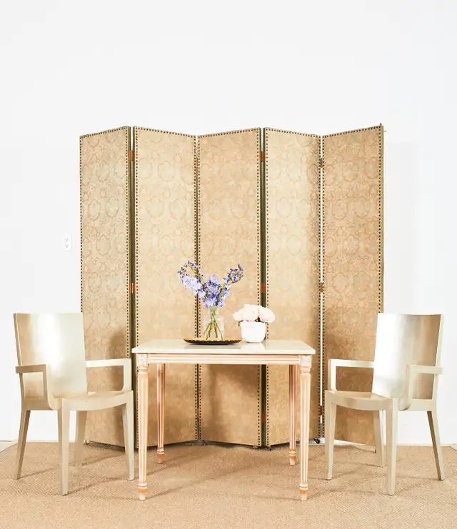 Set of Six Karl Springer JMF Silver Leaf Dining Chairs