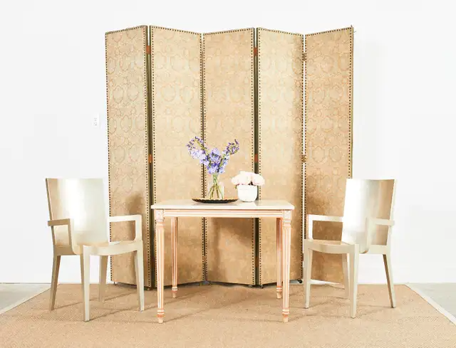 Louis XVI Style Travertine Top Dining Table or Game Table