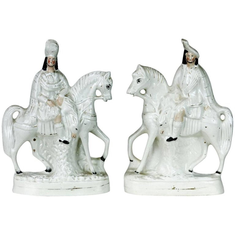 Pair of 19th Century Staffordshire Scottish Highlander Hunters