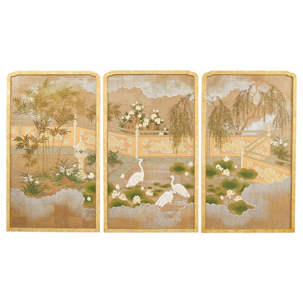 Set of Three Robert Crowder Chinoiserie Landscape Panels