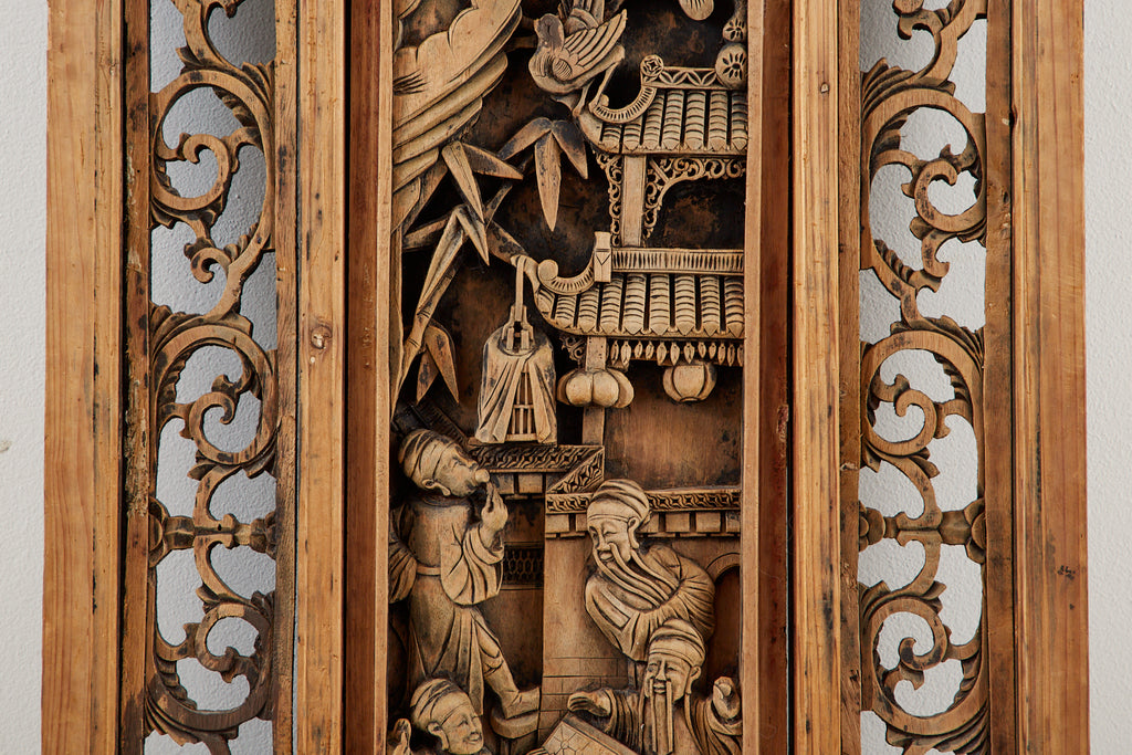 Chinese Qing Style Relief Carved Window Panel