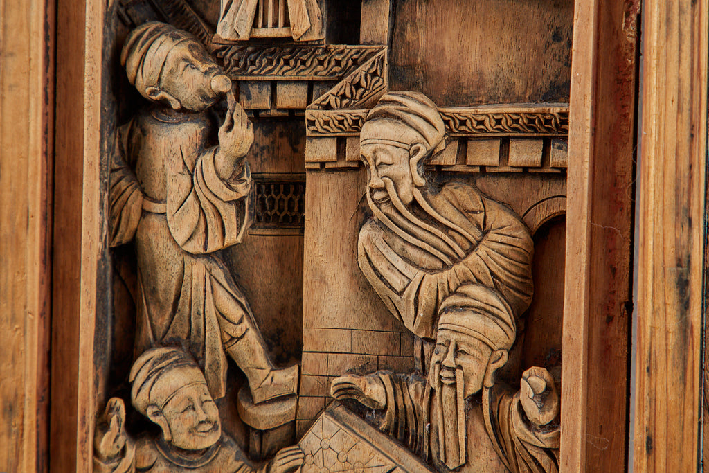 Chinese Qing Style Relief Carved Window Panel