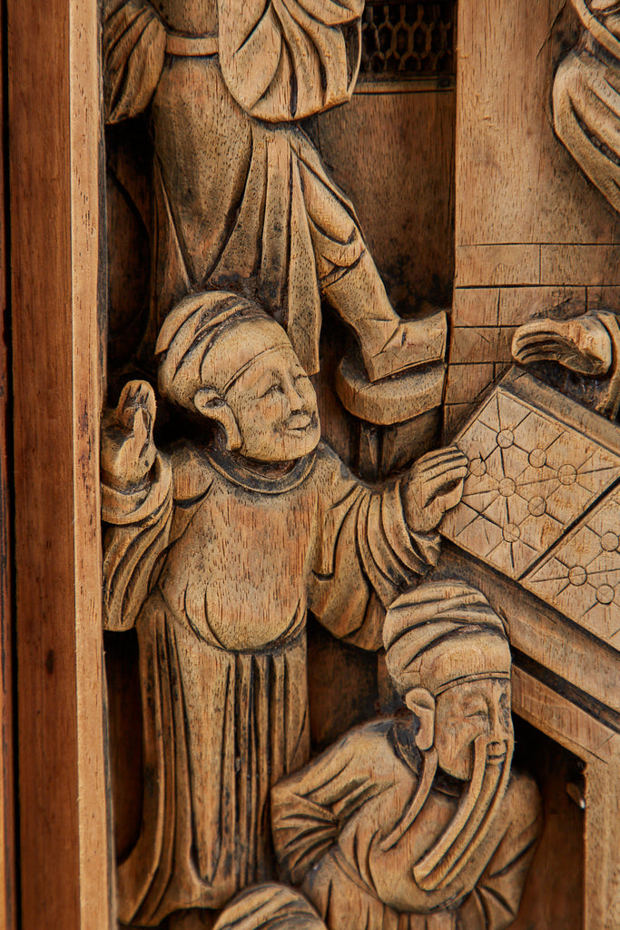 Chinese Qing Style Relief Carved Window Panel